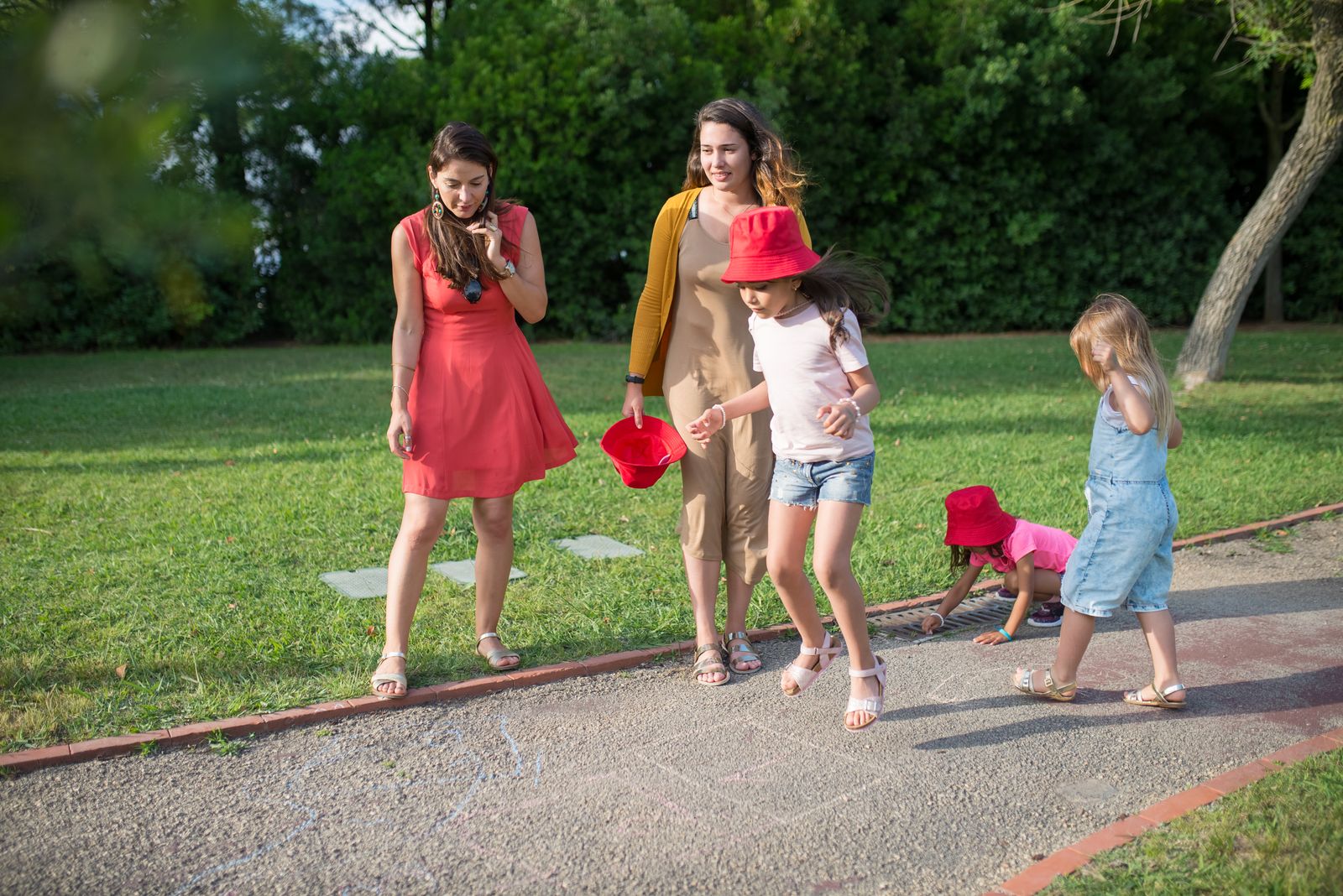 A family walking together in a park